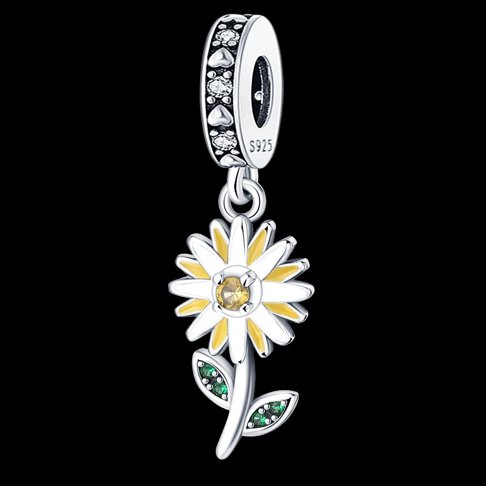 Silver Sunflower Charm