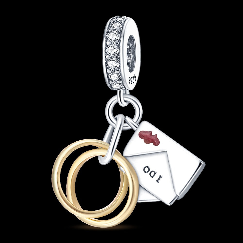 "Rings & Letter" Charm