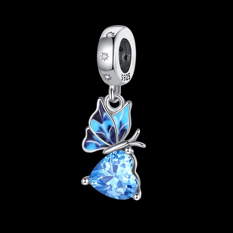 "Butterfly & Blue Heart" Charm