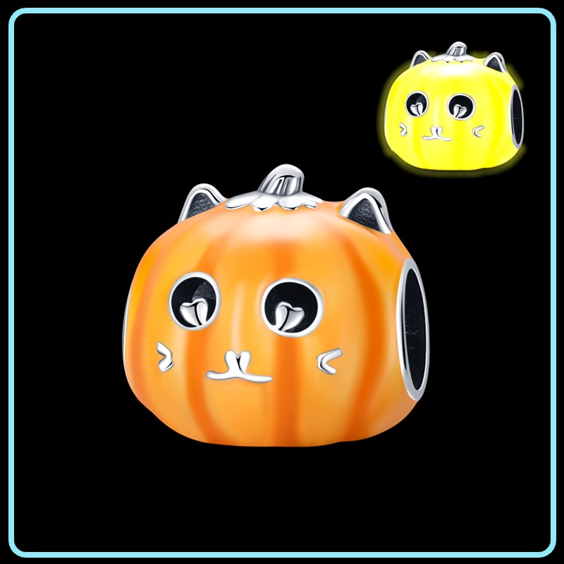 Fluorescent Kitten Pumpkin Charm