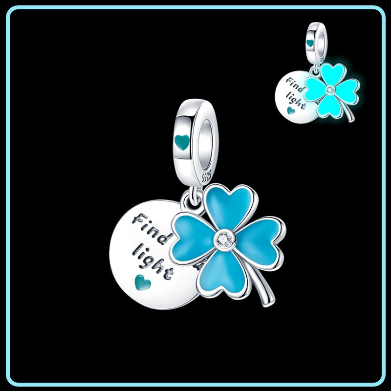 Fluorescent Blue Clover Charm