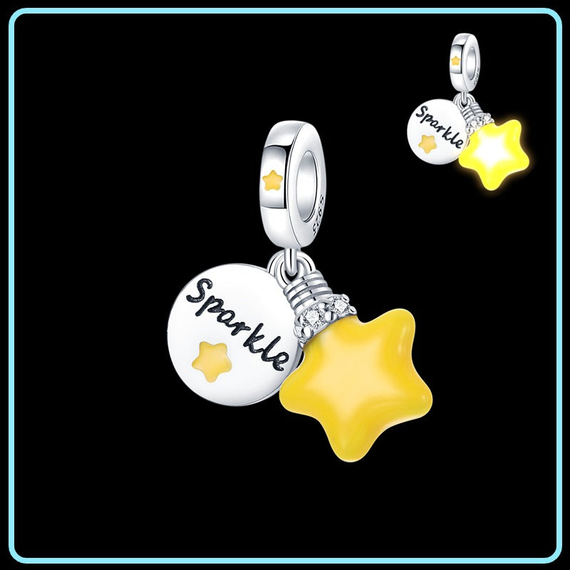 Fluorescent Sparkle Star Charm