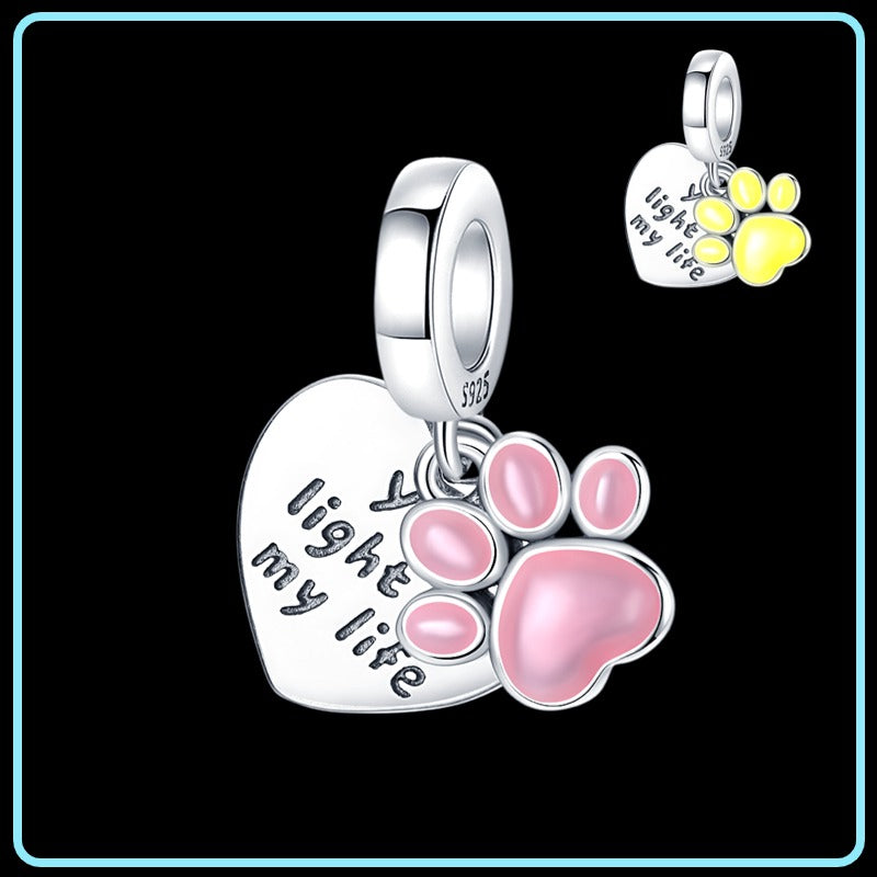 Fluorescent Dog Paw Charm