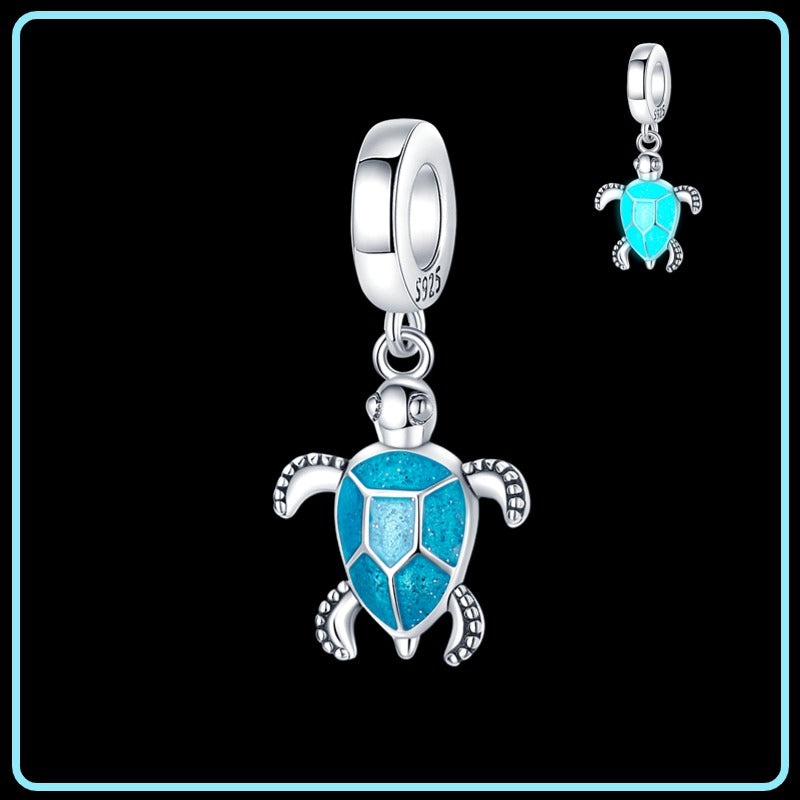 Fluorescent Blue Turtle Charm