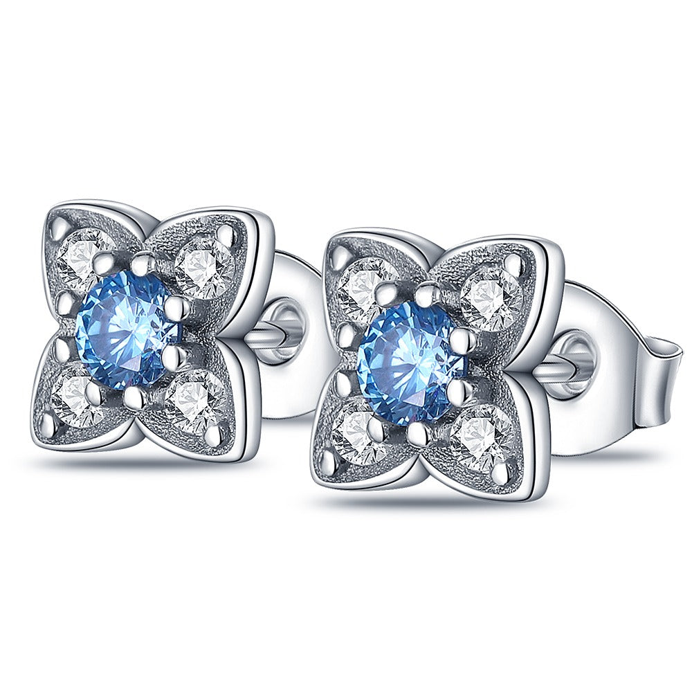 Blue Sapphire Flower Earring