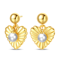 Thumbnail for Snail Heart and Pearl Earrings