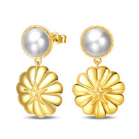 Thumbnail for Flower and Pearl Earrings