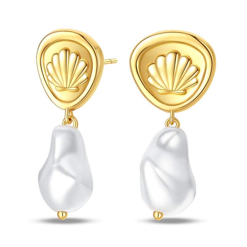 Shell and Sea Pearl Earrings