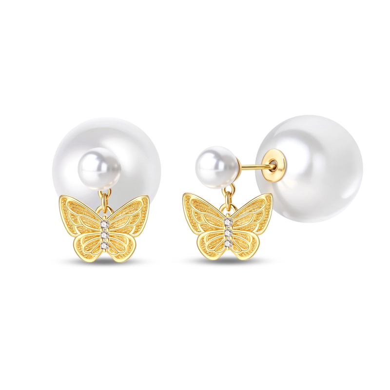 Pearl and Butterfly Elegance Earrings