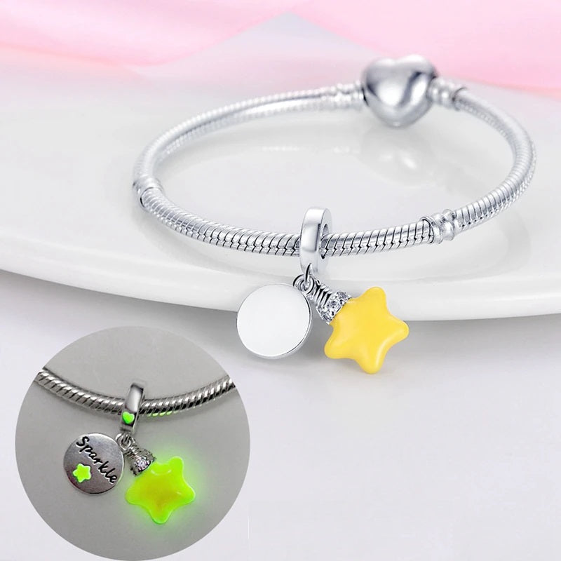 Fluorescent Sparkle Star Charm