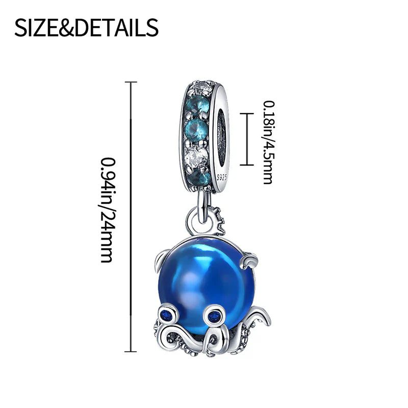 Blue Octopus Charm