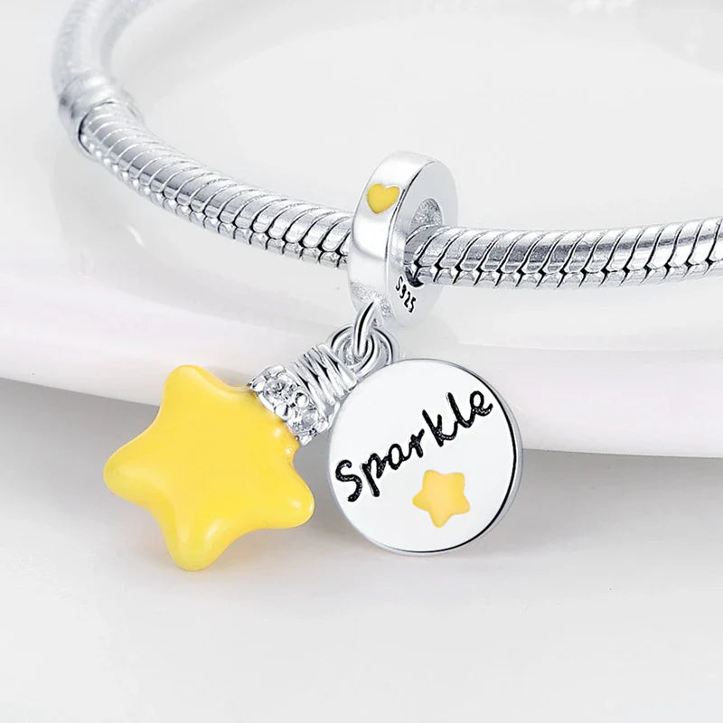 Fluorescent Sparkle Star Charm