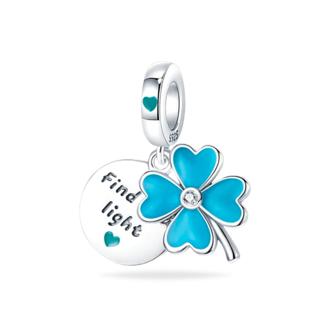 Fluorescent Blue Clover Charm