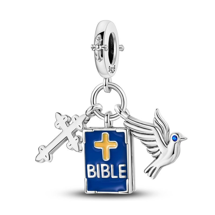 Cross, Bible, and Dove Charm