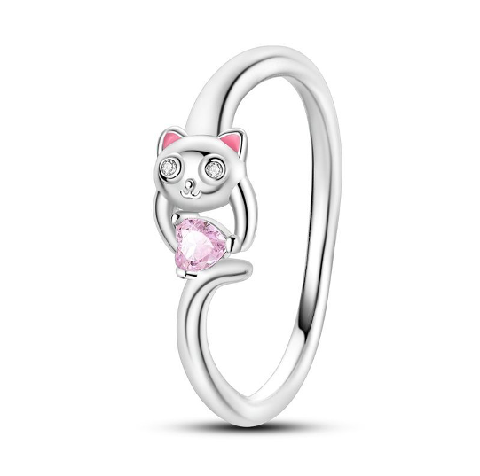 Kitty & Pink Heart Ring