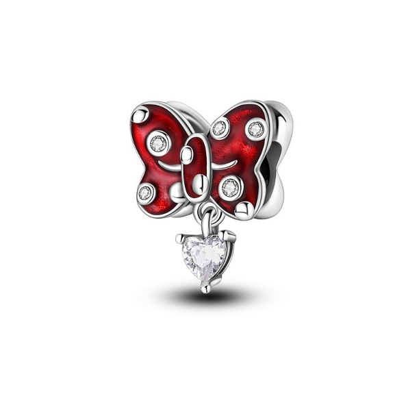 Red Butterfly and Heart Charm