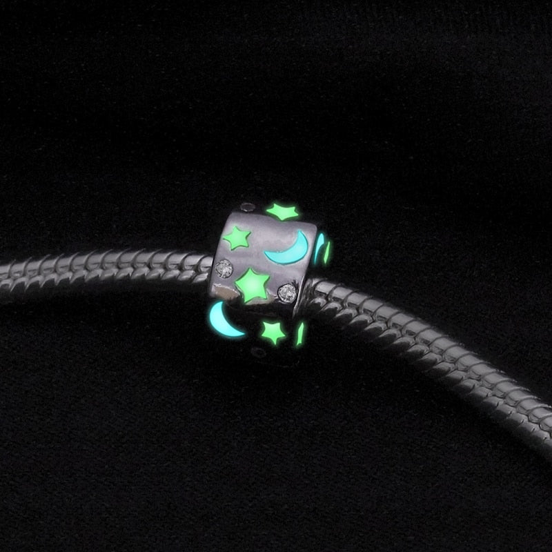 Fluorescent Moon and Stars Bead Clip