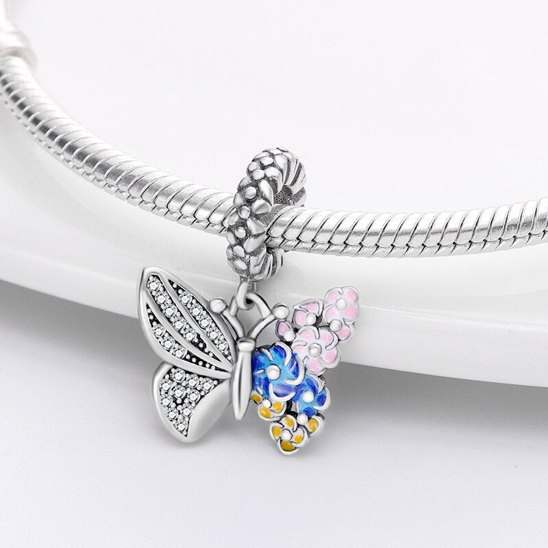 Butterfly with Flowers Charm