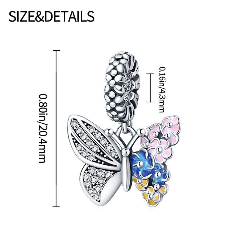 Butterfly with Flowers Charm