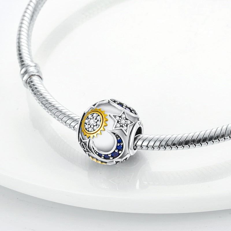 Moon Sphere & Diamond-Studded Stars Charm