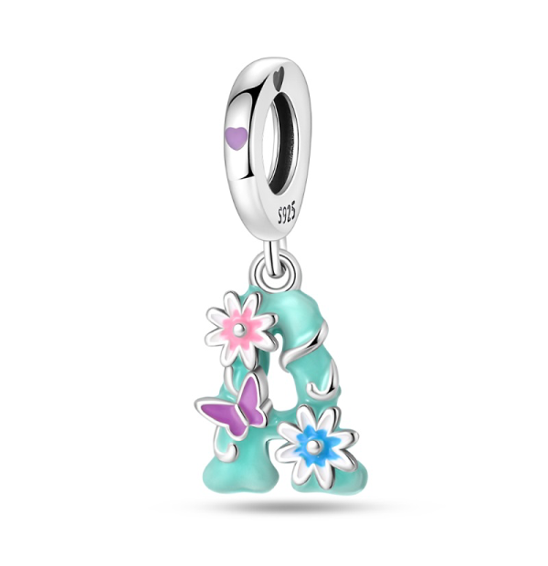 Butterfly and Flower Letter A Charm