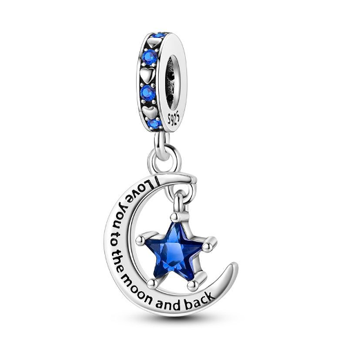 Moon and Star Charm with "I Love You To The Moon And Back"