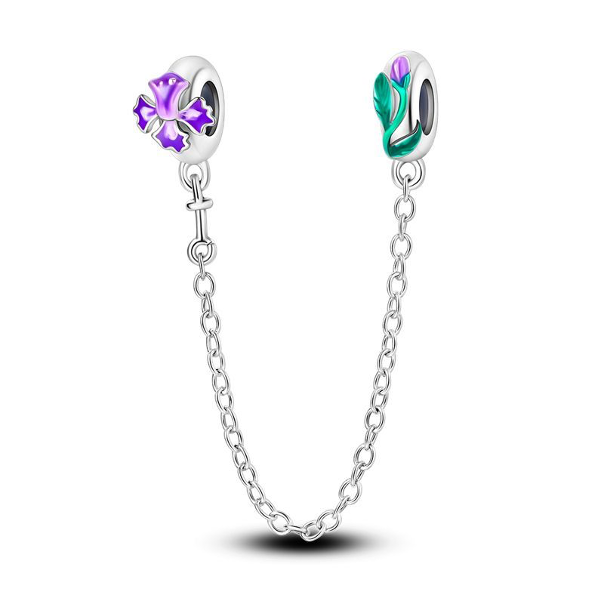 Purple Flower and Tulip Safety Chain