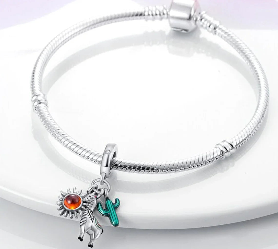 Llama & Cactus Charm