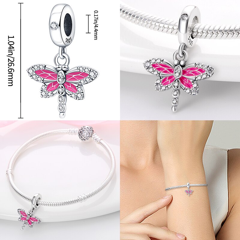 Pink Dragonfly Charm