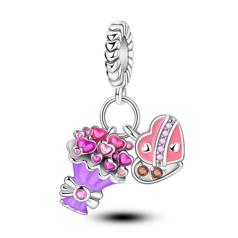 Bouquet of Hearts and Chocolates Charm