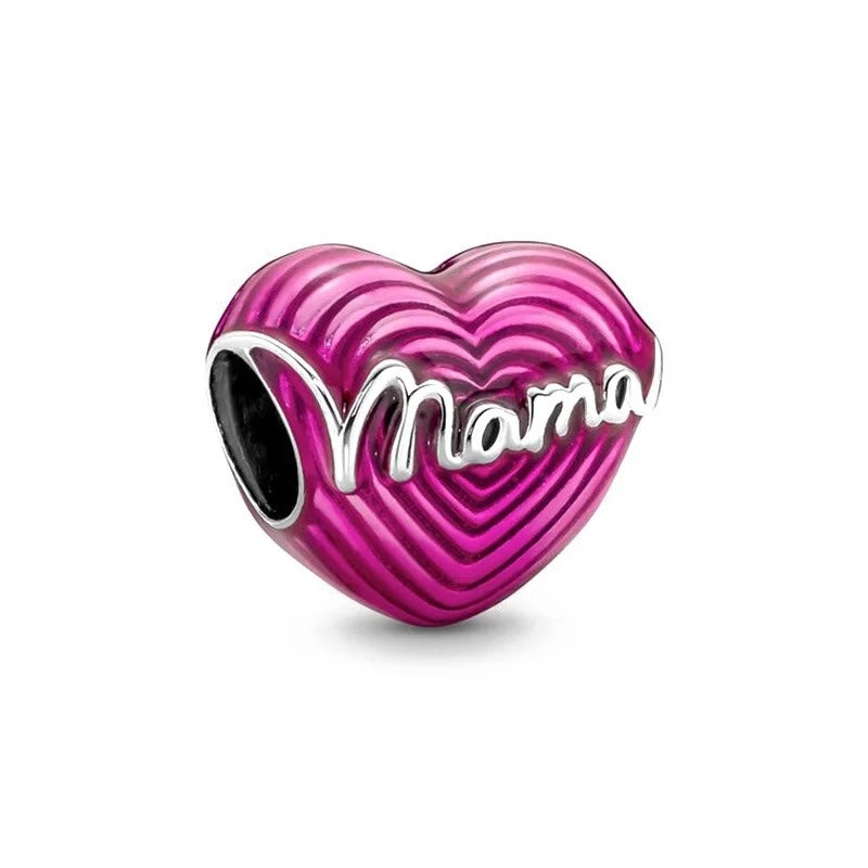 Pink Heart "Mom" Charm