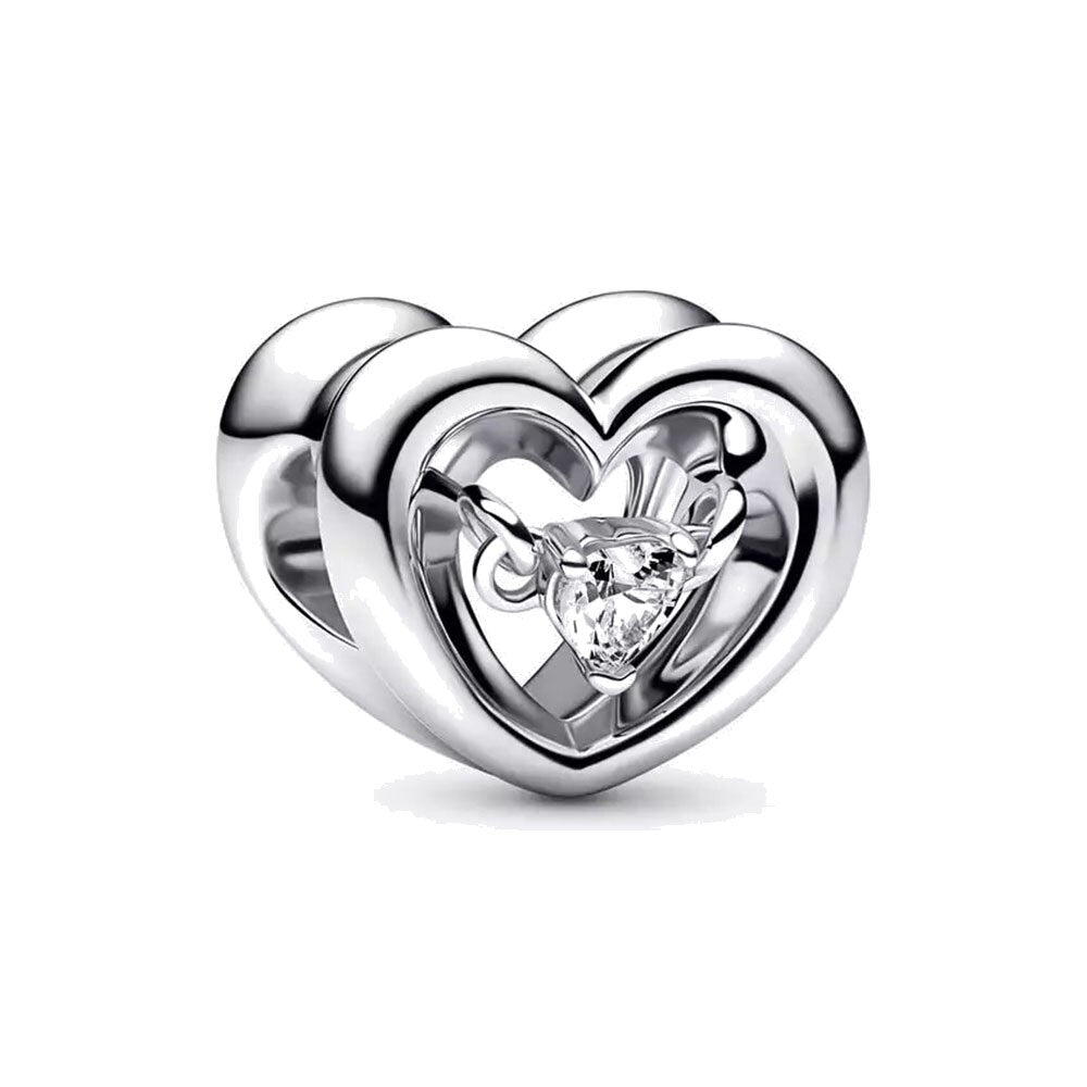 Silver Heart with Stone Charm