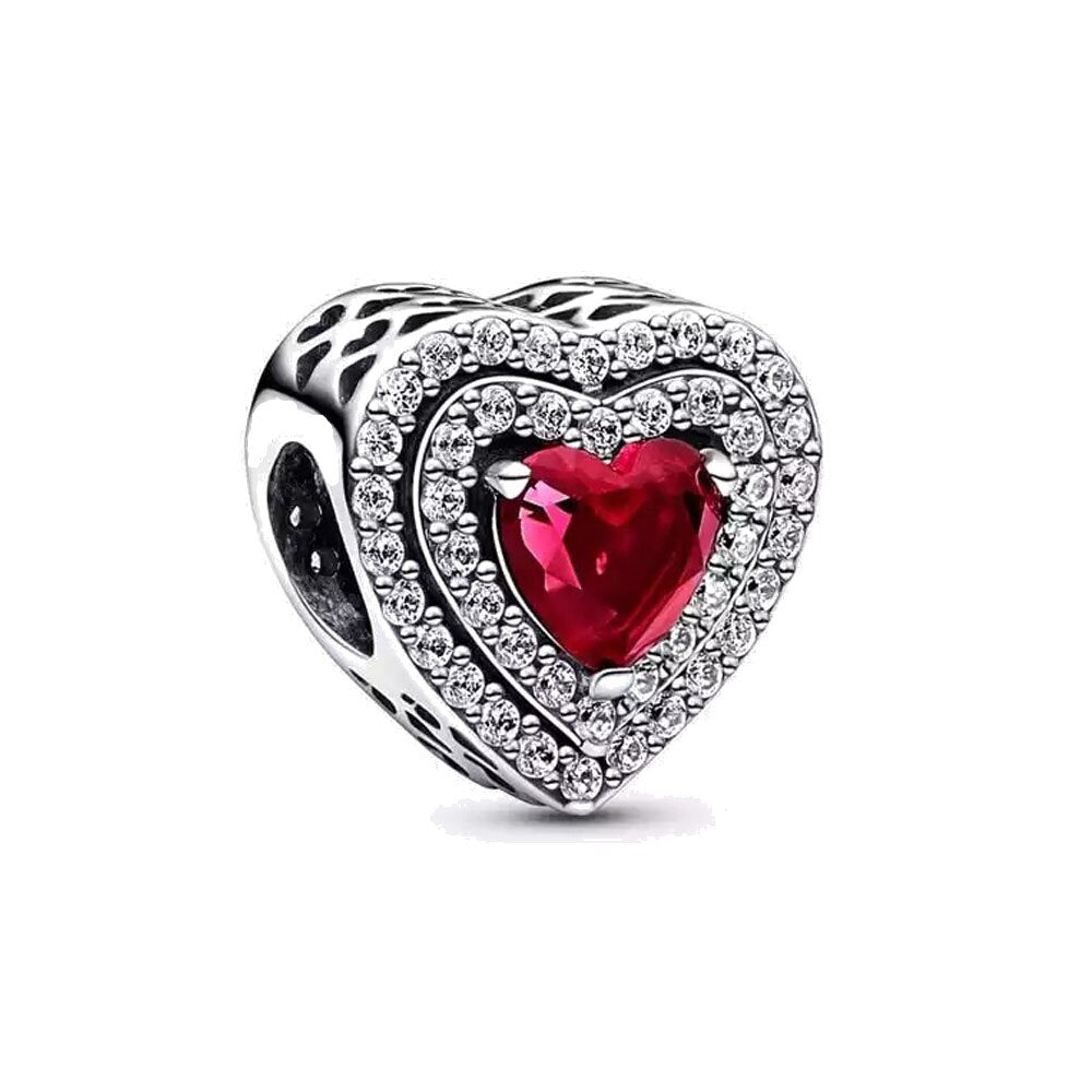 Diamond Red Heart Charm