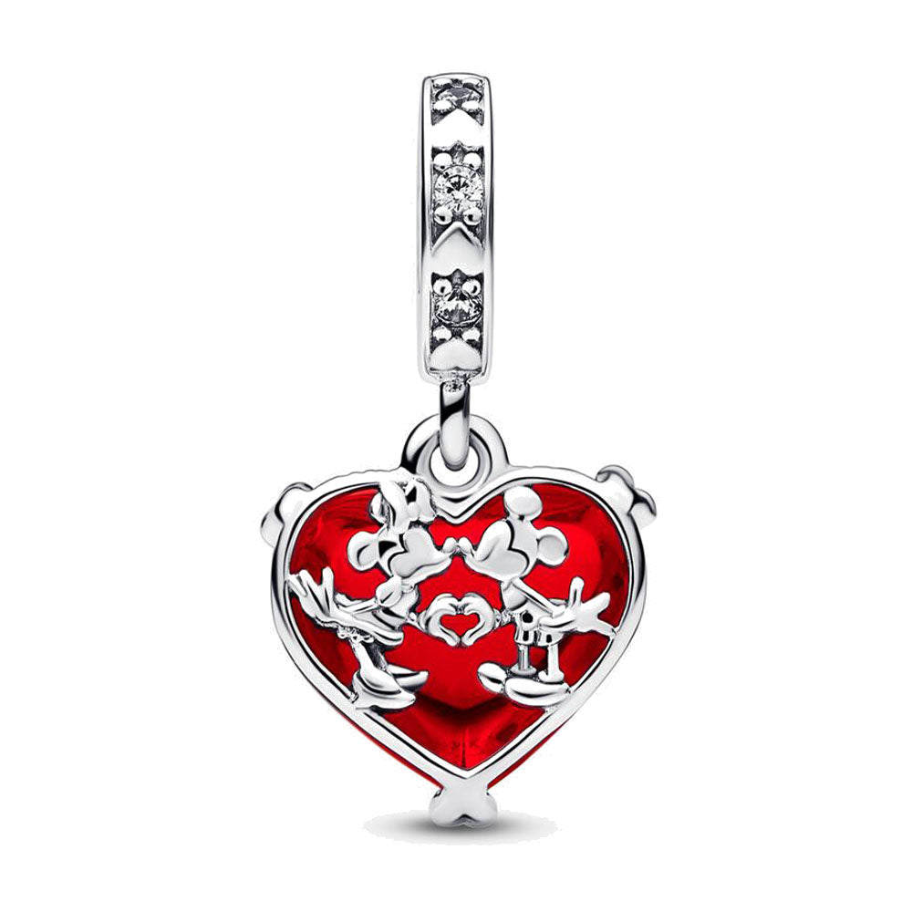 Mickey and Minnie Heart Charm