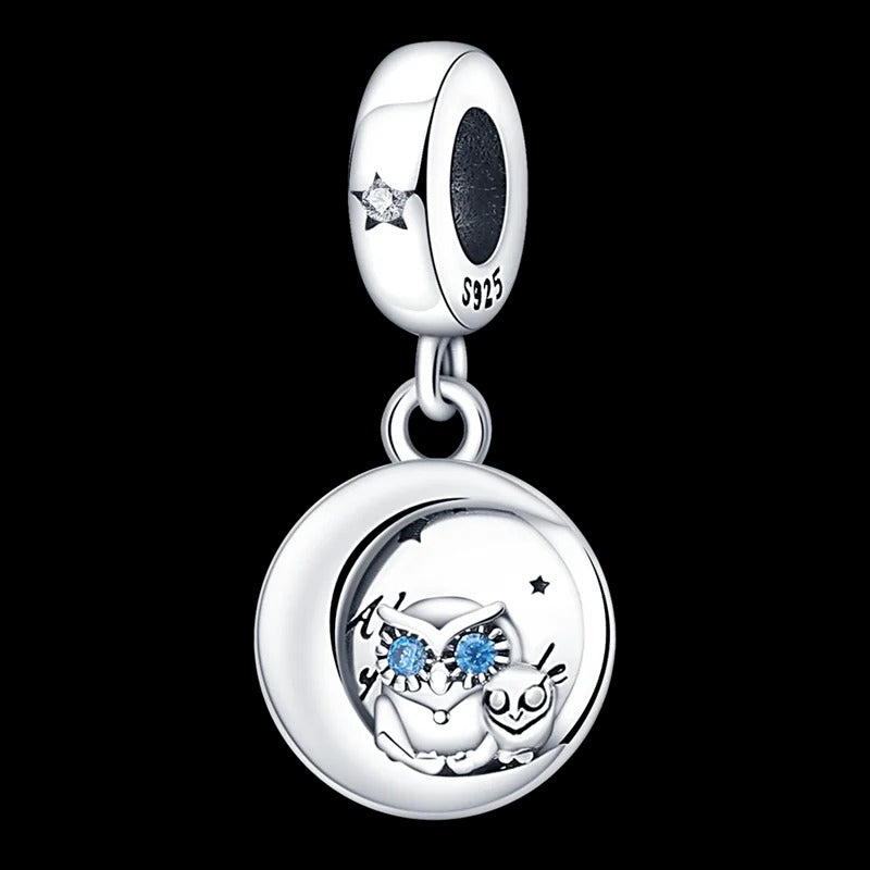 Moon and Owl Family Amulet Charm