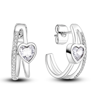 Thumbnail for White Stone Heart Earrings