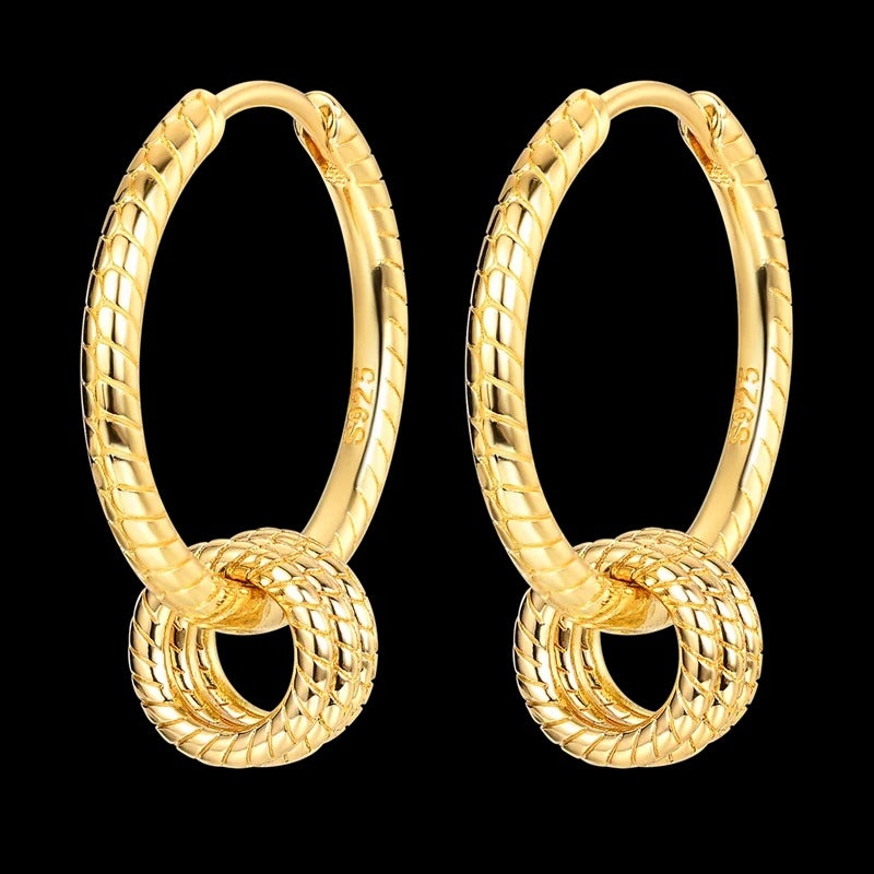 Golden Triple Hoop Earrings