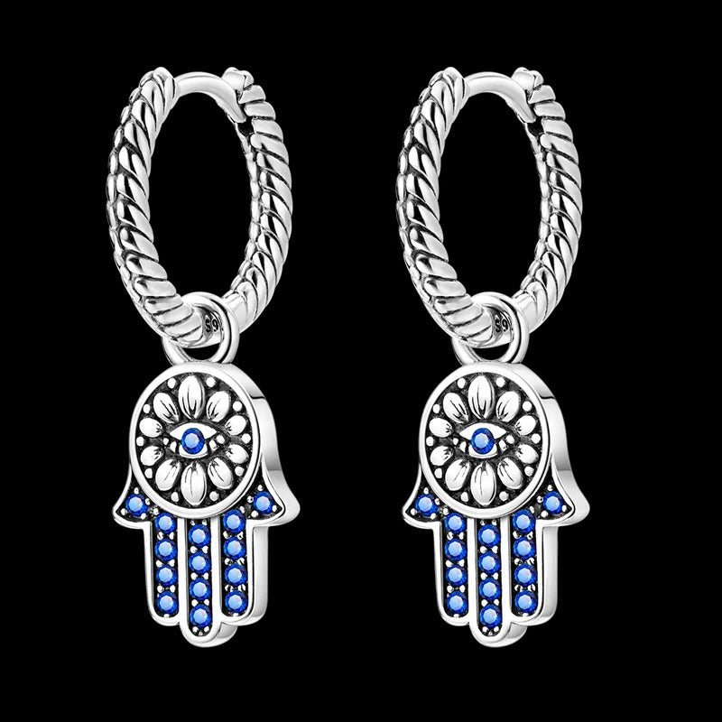 Blue Hamsa Earrings