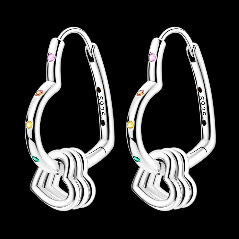 Triple Heart 7 Chakras Earrings