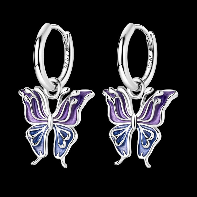 Blue and Purple Butterfly Earrings