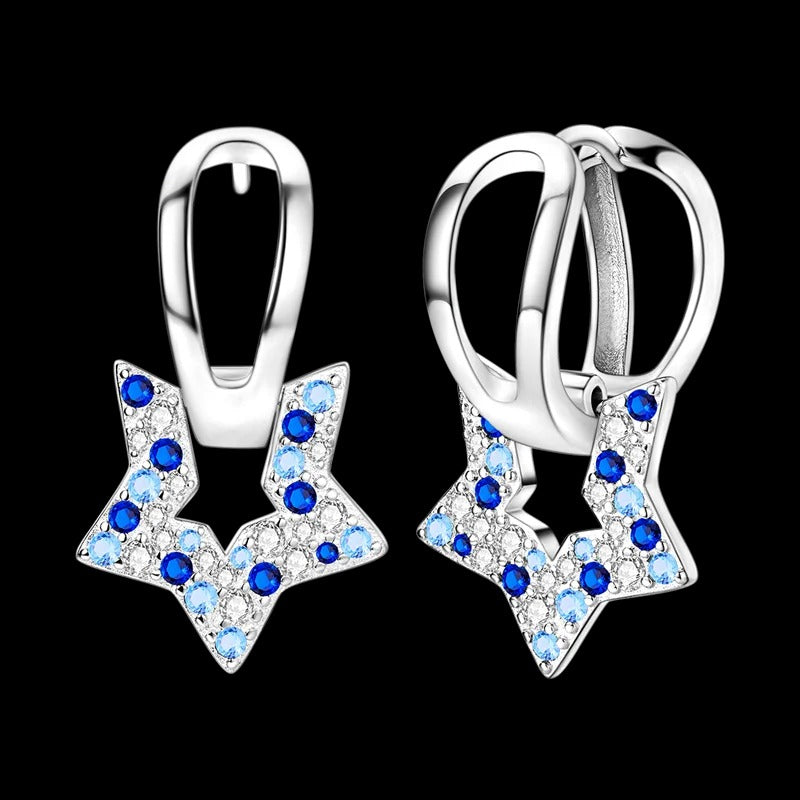 White and Blue Star Earrings