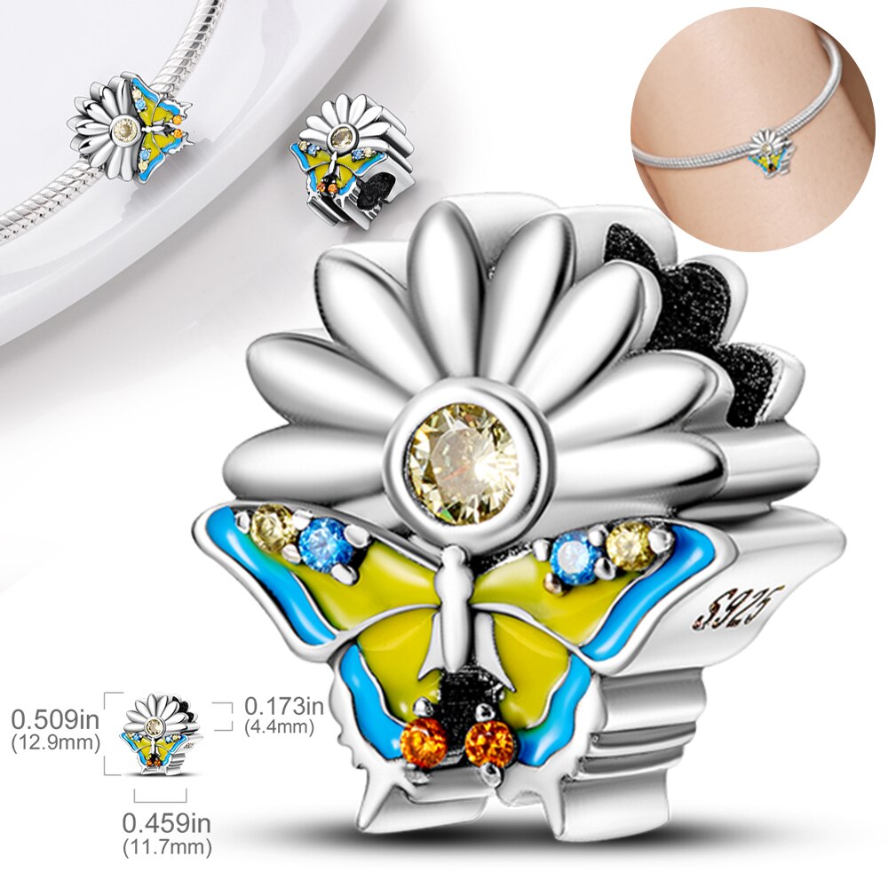 Sunflower and Butterfly Charm