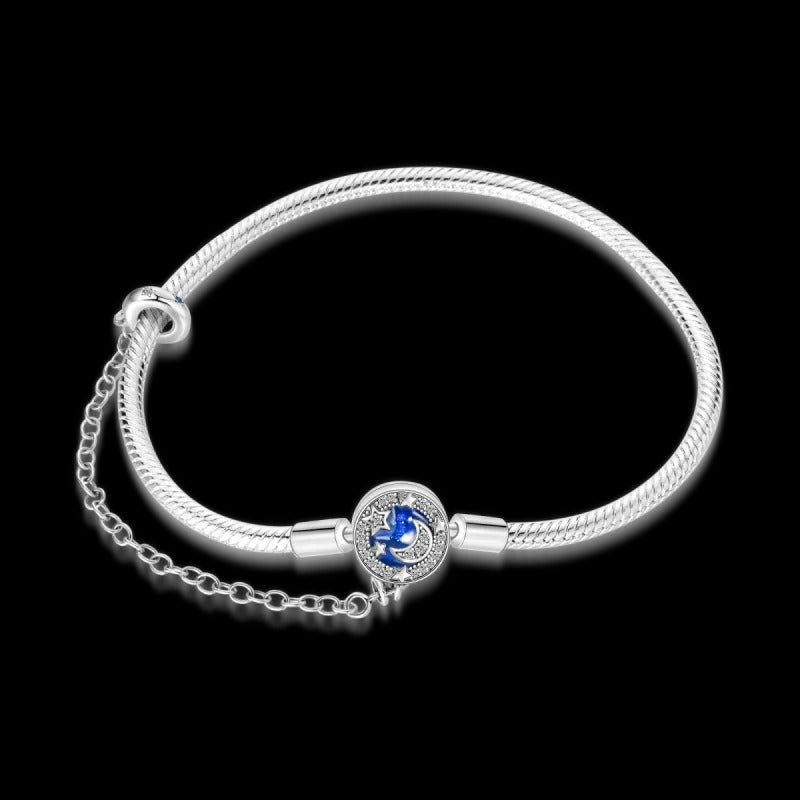 Moon and Star Safety Chain Bracelet