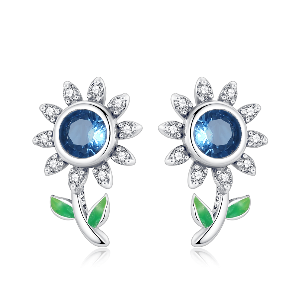 Celestial Flower and Blue Stone Earrings