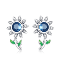 Thumbnail for Celestial Flower and Blue Stone Earrings