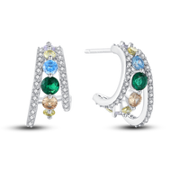 Thumbnail for Multicolor Gem Moon Earrings