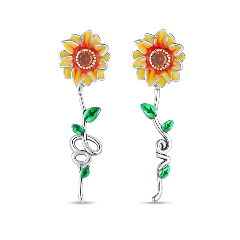 Sunflower Earrings with Stem