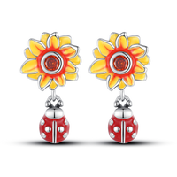 Thumbnail for Spring Sunflower and Ladybug Earrings