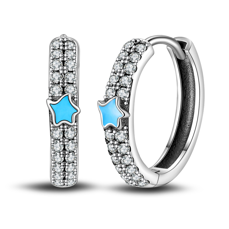 Fluorescent Blue Star Earrings