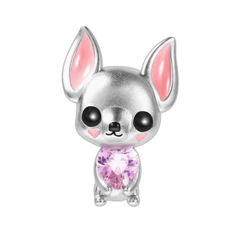 Chihuahua Puppy and Pink Heart Charm